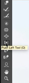 انتخاب ابزار push left در فتوشاپ در اموزش روتوش پرتره 